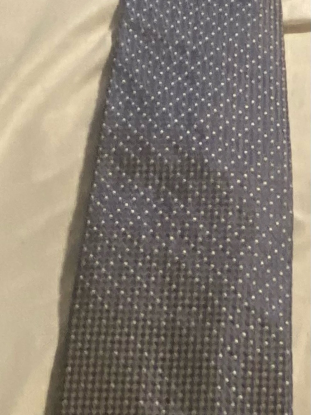 Corneliani Blue Silk Tie with White Micro Dots